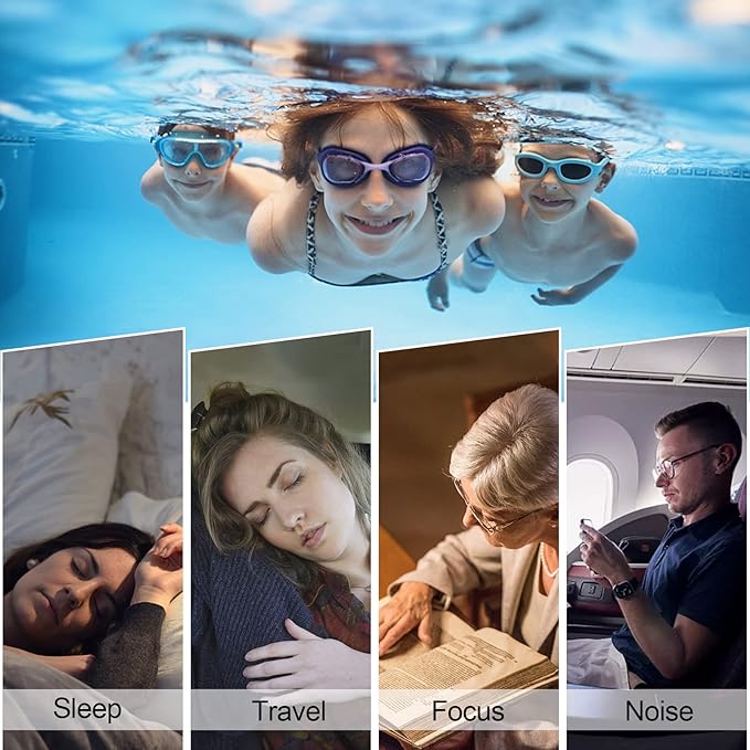 Swimming Ear Plugs for Adults,3 Pairs Waterproof Reusable Silicone Swim Earplugs for Swimming Surfing Snorkeling Showering and Water Pool,Beach,Ocean (Adults & Teens 14+)-StrideForce Fitness