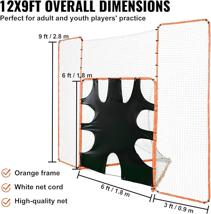 VEVOR Portable Lacrosse Goal - Complete Training Accessory Set with Extended Coverage for Youth and Adults-StrideForce Fitness