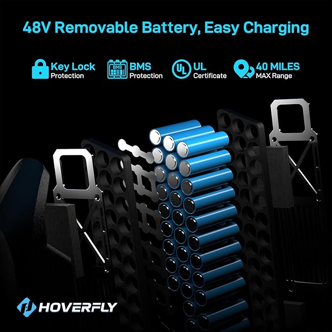 HOVERFLY OUREA 26" Electric Bike for Adults, 750W Peak Motor Mountain Ebike, 20MPH Up to 40 Miles, UL2849 Certified, 7-Speed, Removable Battery, Shock Absorber, Fat Tire Commuter E-Bike-StrideForce Fitness