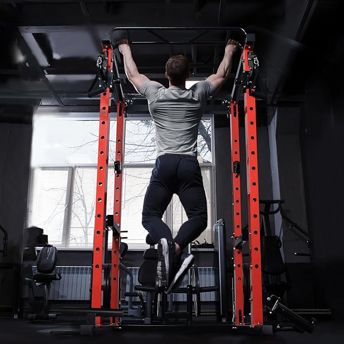 RitFit Multi-Function Squat Rack Power Cage PPC03 with Cable Crossover System, 1000LBS Capacity Power Rack and Packages with Optional Weight Bench, Barbell Weight Set, for Garage Workout & Home Gym-StrideForce Fitness