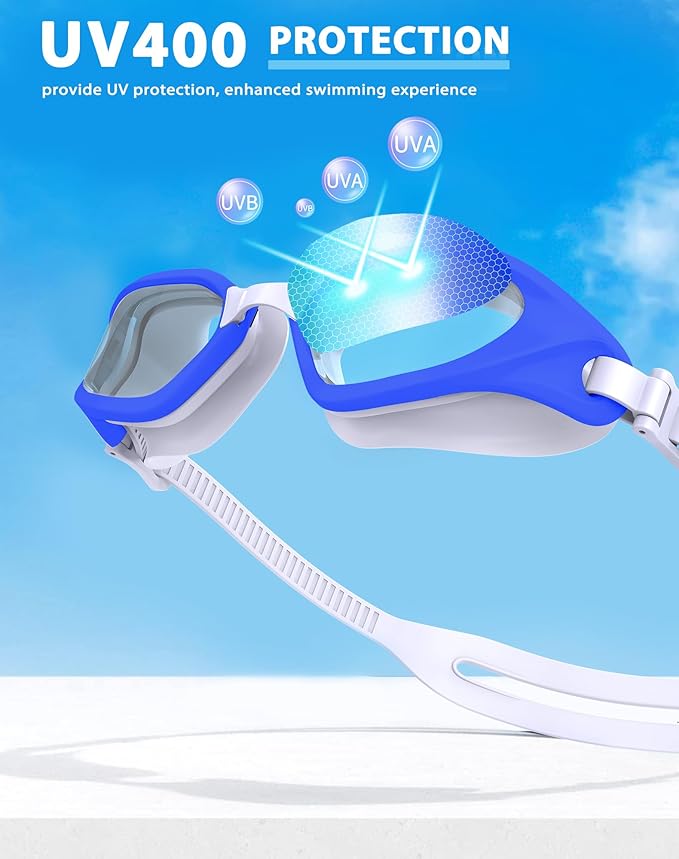 Swim Goggles, Unisex Adult Swimming Goggles Anti Fog Anti UV No Leakage Wide View for Men Women Youth-StrideForce Fitness