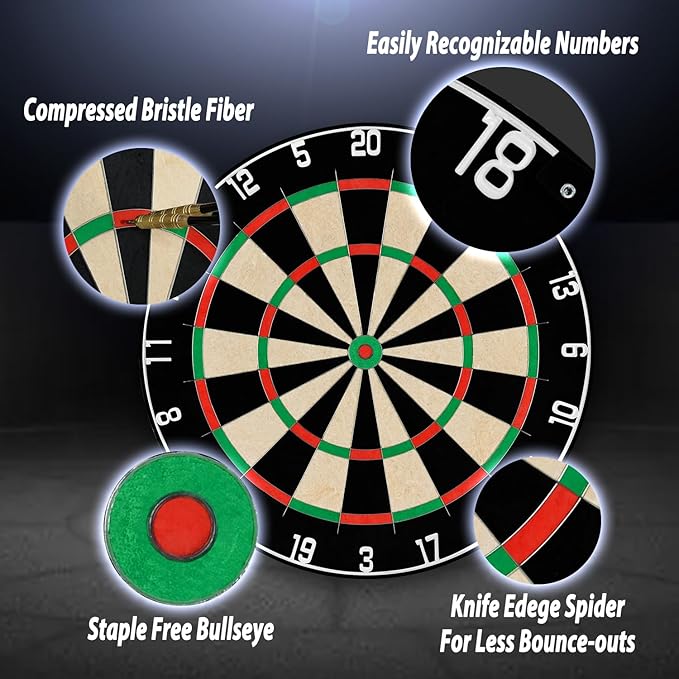 EVA Dartboard Surround Wall Protector, Sisal/Bristle Dartboard and 18g Steel Tip Darts Set Optional-StrideForce Fitness