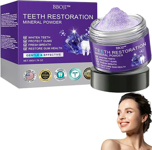 BBOJI Teeth Restoration Mineral Powder, Tooth Restoration Powder, Natural Teeth Restoration Powder-50g, Professional Oral Care, Protect Gums and Freshen Breat (1 Bottle)