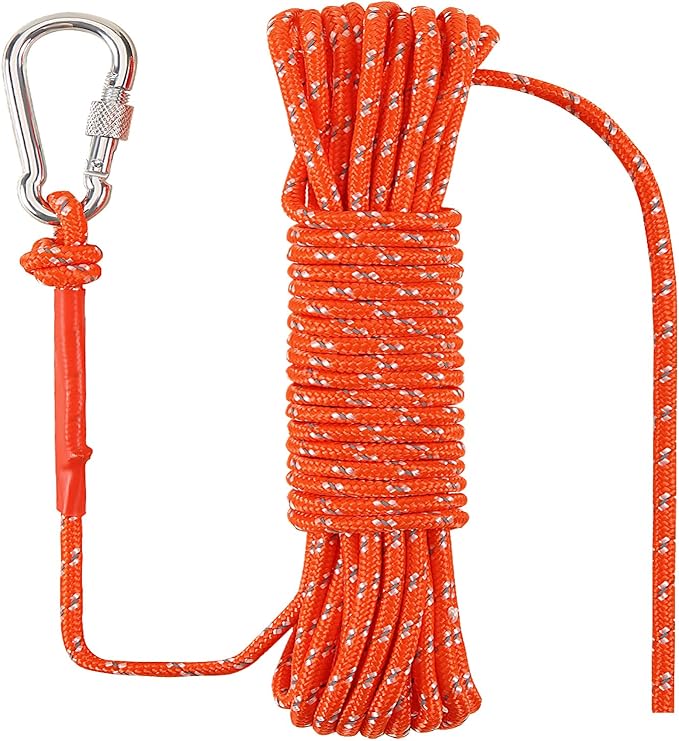 1/4 in (6mm) x 100 Ft (30Meter) Marine Floating Rope for Boating, Fishing, Rafting, Camping, Hiking, Hunting, Anchor, Mooring, Dock Lines, Kayak, Canoe, Rescuing Reflective Orange-StrideForce Fitness