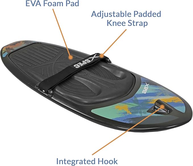 Xspec Kneeboard with Hook Strap for Knee Surfing Boating Waterboarding Kneeling with Padded Foam Surface for Kids, Teens & Adults-StrideForce Fitness