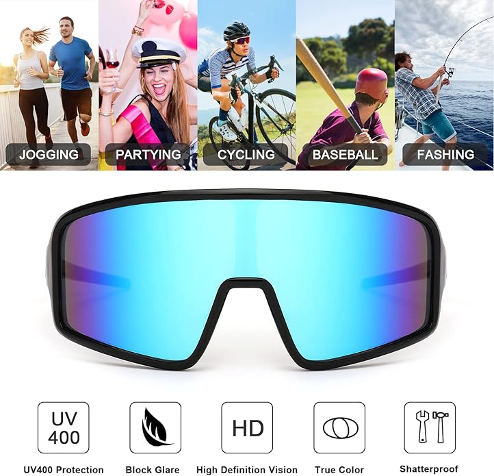 Karsaer Vision Sports Sunglasses Cycling Glasses Baseball Softball Sunglasses Unisex for Adult Youth Kids Boys Girls 8-16-StrideForce Fitness