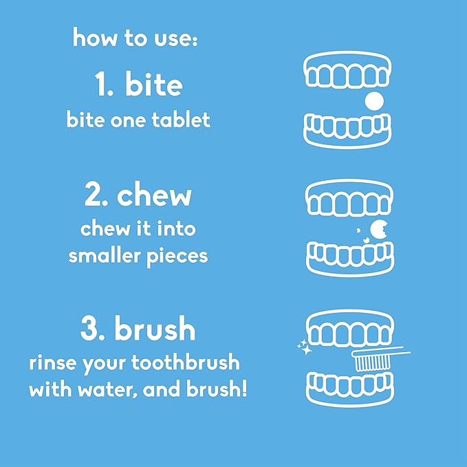 The Humble Co. Mint Toothpaste Tablets Fluoride-Free, 3pk - Anticavity, Fluoride Free Toothpaste Dental Tablets with Natural Ingredients, Dentist Developed Formula (Mint, 3 Pk)