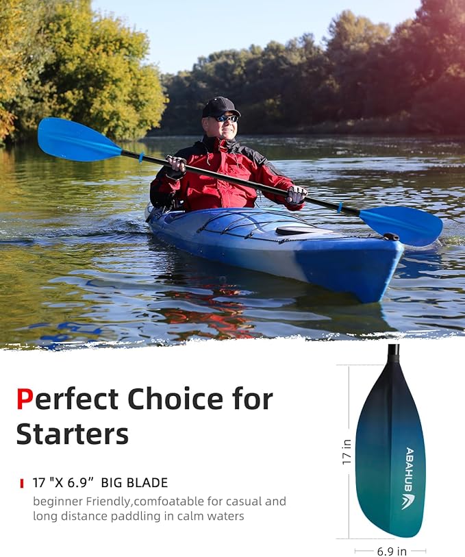 Abahub Adjustable Kayak Paddle 210-230 cm/ 230-250 cm Floating Kayaking Oars Boating Oars Canoeing Oars Black-StrideForce Fitness