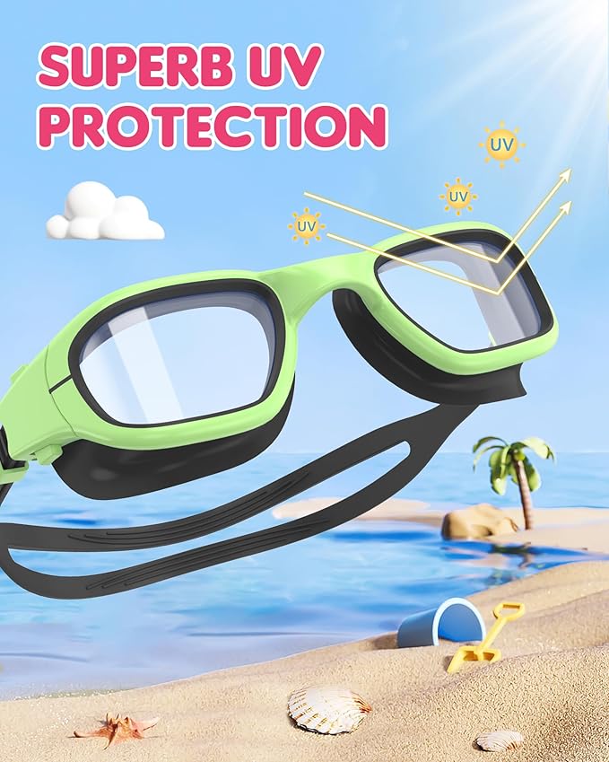 Kids Swim Goggles,Swimming Goggles for Kids 6-14, Anti-Fog UV Protection Pool Glasses for Boys Girls-StrideForce Fitness