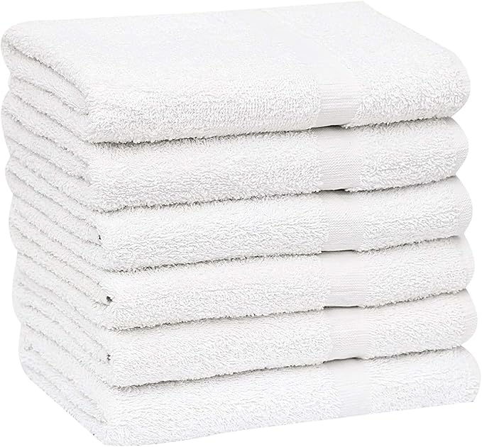 GOLD TEXTILES 24 PCS New White 20X40 Cotton Blend Economy Bath Towels Soft & Quick Dry Salon Hair Towel-Gym Towel (2 Dozen)-StrideForce Fitness