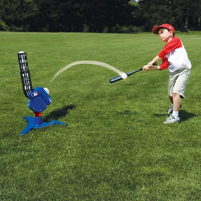 Franklin Sports Baseball Pitching Machine - Adjustable Baseball Hitting & Fielding Practice Machine For Kids - with 6 Baseballs - Great For Practice,Blue, Small-StrideForce Fitness