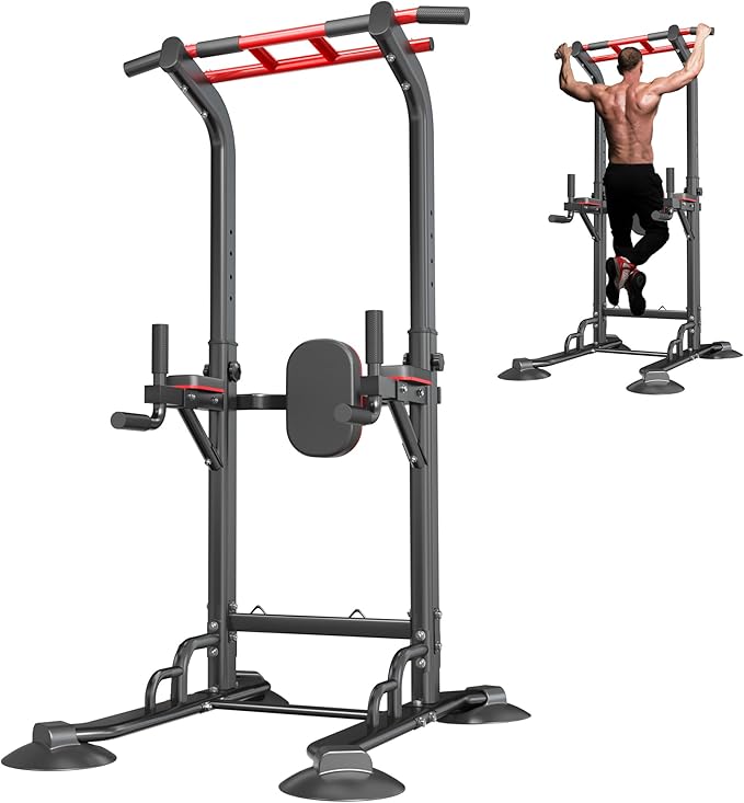 SogesPower Power Tower Pull Up Bar Station, 12-Level Adjustable Multi-Function Pull Up Dip Station for Home Gym, Pull Up Bar Stand Dip Bar Strength Training Fitness Equipment-StrideForce Fitness
