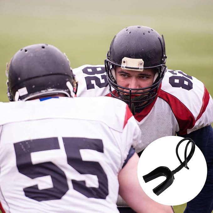 10 Pcs Strapped Mouth Guard Football Mouthguard for Braces with Strap Football Mouth Guard for Braces for Sports for Boxing Basketball(Black)
