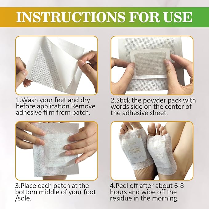 62 Pads Foot Pads -with Pure Natural Turmeric & Ginger, Wormwood, Bamboo Vinegar, Bigger Adhesive Pad Ginger Foot Pads-StrideForce Fitness