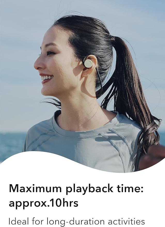 nwm GO Wireless On-Ear Speakers (Open Ear Earphones) Sound Leakage suppressed (PSZ Technology - Bone Conduction Alternative) Designed in Japan | Glacier White-StrideForce Fitness