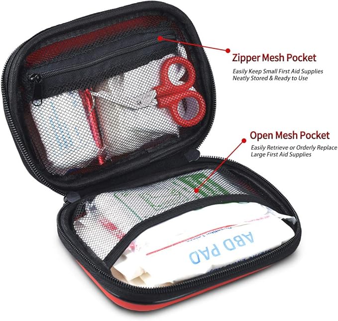 I GO 85 Pieces Hard Shell Mini Compact First Aid Kit, Small Personal Emergency Survival Kit for Travel Hiking Camping Backpacking Hunting Marine Car-StrideForce Fitness