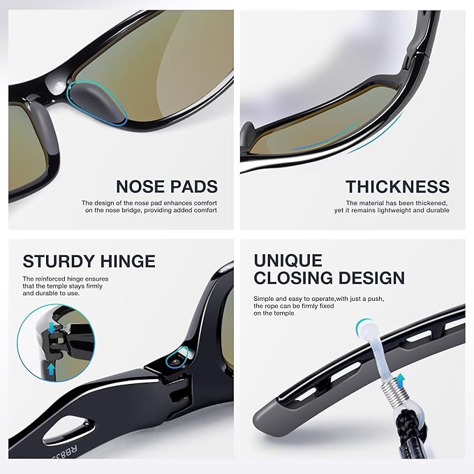 RIVBOS Sunglasses for Men Women Polarized UV Protection Sports Fishing Driving Shades Cycling RB833-StrideForce Fitness