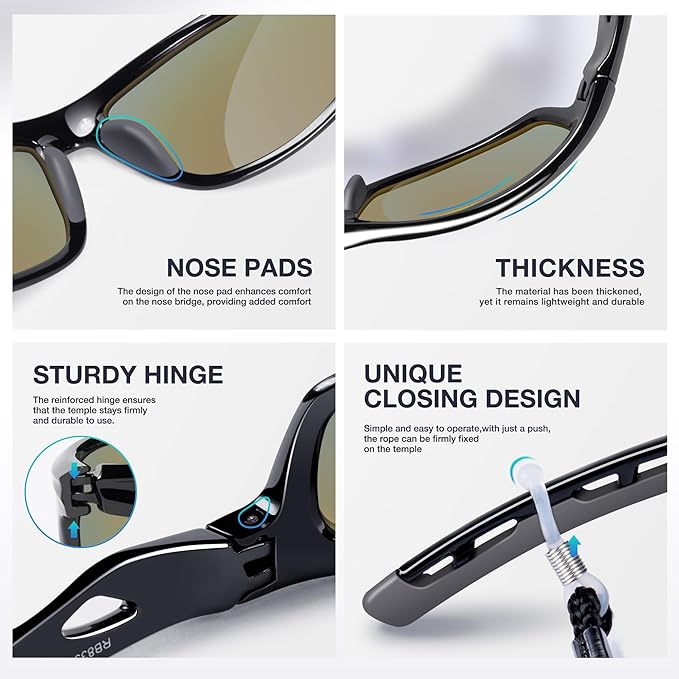 RIVBOS Sunglasses for Men Women Polarized UV Protection Sports Fishing Driving Shades Cycling RB833-StrideForce Fitness