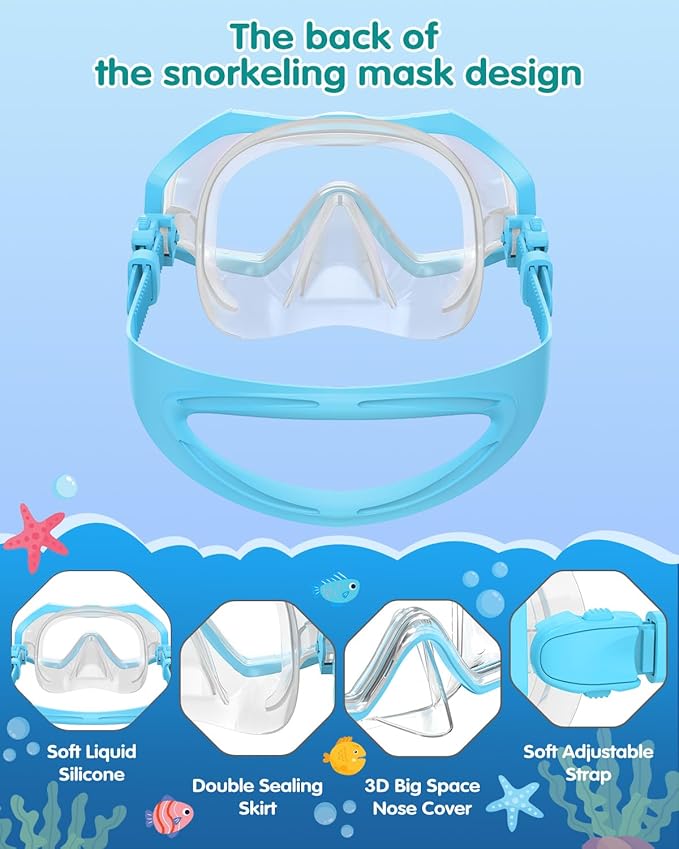 W WSTOO Kids Swim Goggles with Nose Cover,Snorkel Diving Swimming Mask for Youth 5-15,HD 3-Window Wide Vision Anti-Shattered Lens Anti-Fog&Leak-StrideForce Fitness