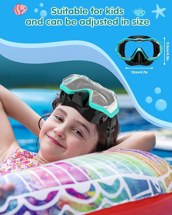 W WSTOO Kids Swim Goggles with Nose Cover,Snorkel Diving Swimming Mask for Youth 5-15,HD 3-Window Wide Vision Anti-Shattered Lens Anti-Fog&Leak-StrideForce Fitness