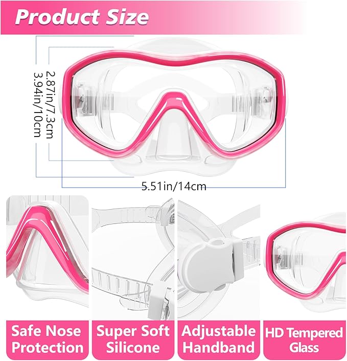 GoseWave Snorkeling Gear for Kids, Kids Snorkel Set for Ages 5-15, Anti-Fog Diving Mask and Dry Top Snorkel Set, Unisex Swimming Goggles with Nose Cover-StrideForce Fitness