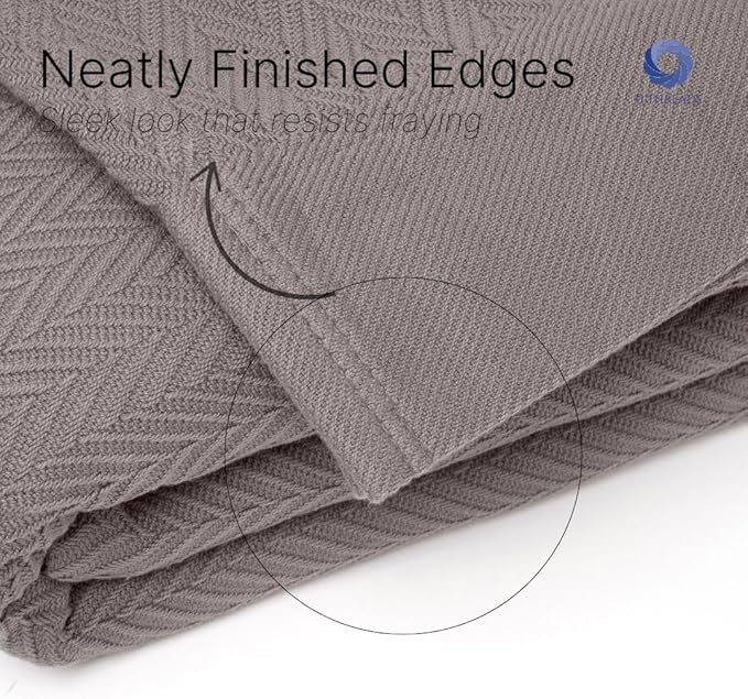 Luxury Cotton Blankets for King Bed - Blanket for Ultimate Comfort and Warmth, Herringbone Cozy Lightweight,Soft and Breathable Design Ideal for Cuddling for All Seasons Dark Grey-StrideForce Fitness