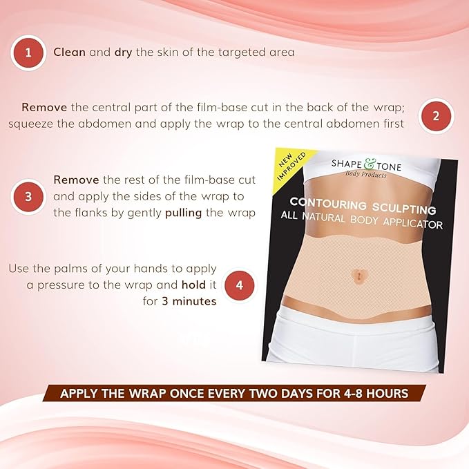 All Natural Moisturizing Body Applicator Wrap – Easy to Use Body Wrap -Anti Cellulite Solution- Firming Toning Tummy Wrap (12 Count (Pack of 1))-StrideForce Fitness