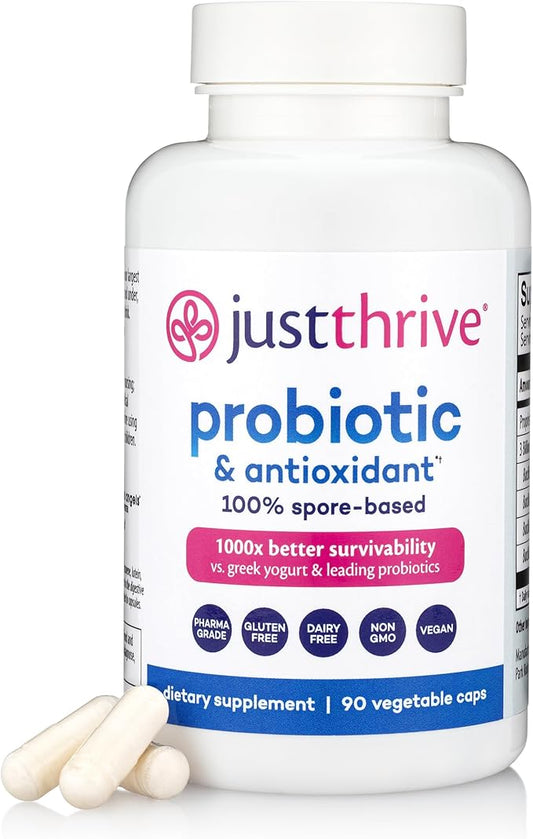 Just Thrive Probiotic & Antioxidant Supplement - 100% Spore-Based Digestive and Immune Support - Gluten Free, 90 Caps-StrideForce Fitness