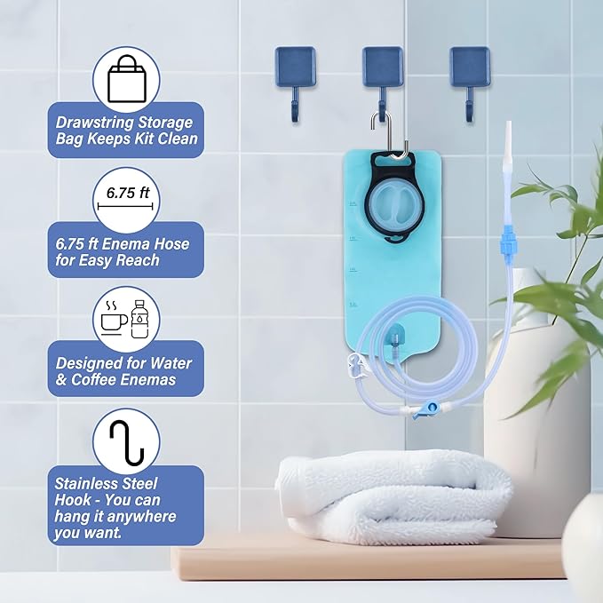 TopQuaFocus Douche Bag kit Home Coffee Enemas with 6.5FT Silicone Tube Portable Enema Bag for Men Women Colon Cleansing Flushing for Colonic Cleanse-StrideForce Fitness