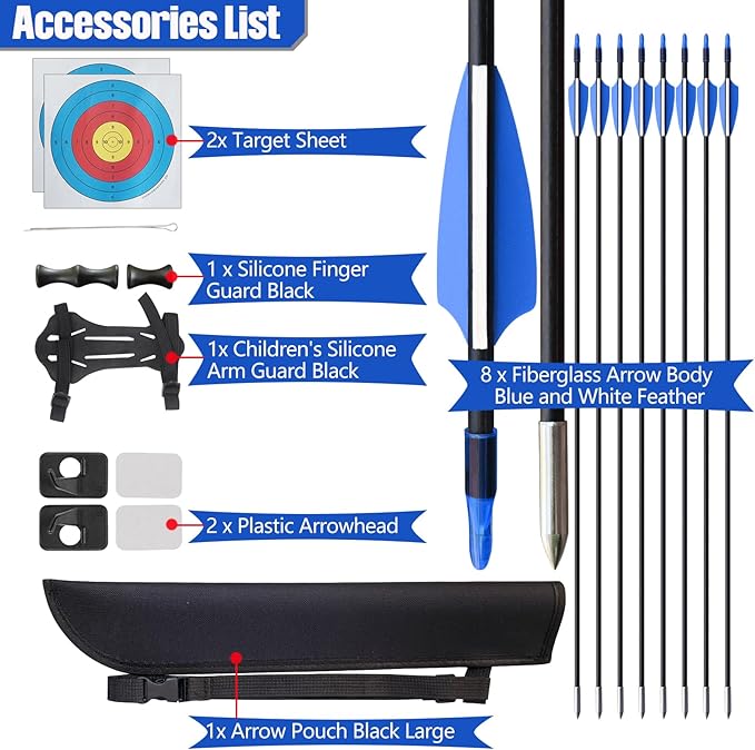 Bow and Arrow Set for Adults Beginner Teens, Dual Arrow Rest for Right and Left Handed Bows 20lbs 30lbs 40lbs Entry Level to Intermediate Archers Complete Equipped Value for Money-StrideForce Fitness