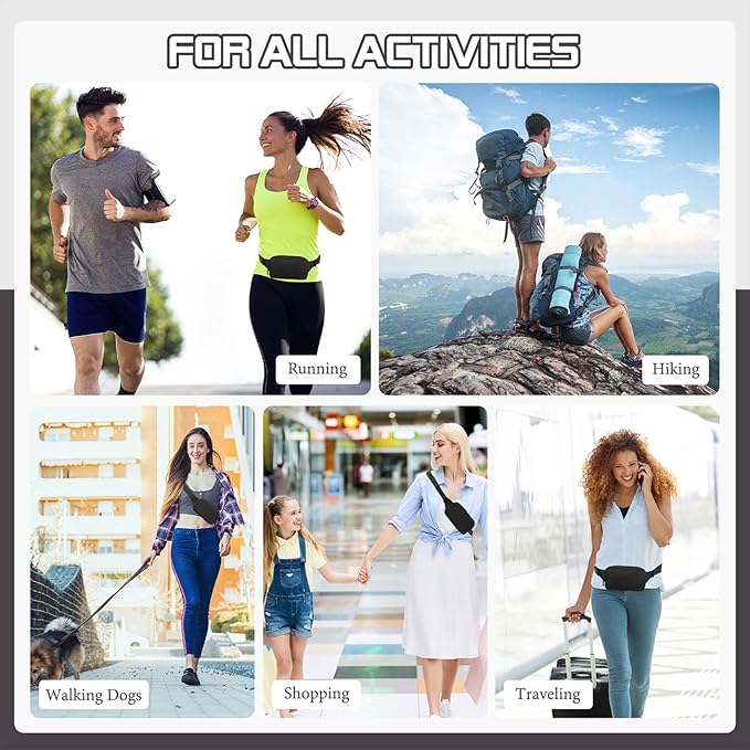 MoKo Fanny Packs for Women Men, Fashion Running Waist Packs, Crossbody Mini Bag Fanny Pack Belt Bag with Adjustable Strap for Running Outdoors Workout Travel Hiking Cycling-StrideForce Fitness