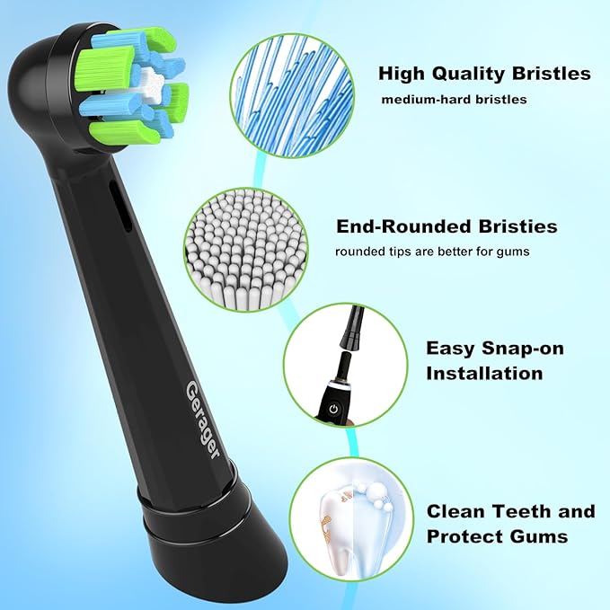 8 Pack Toothbrush Replacement Heads Compatible with Oral B iO, Toothbrush Heads Compatible with Oral B iO 3 4 5 6 7 8 9 10 Series Electric Toothbrushes, Black/White