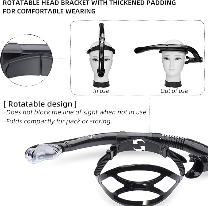 Seago Swim Snorkel for Lap Swimming, Dry Top Front Swimmer Snorkel for Adult Youth, Snorkel Gear Swimming Training Equipment in Pool and Open Water with Comfy Head Pads Food-Grade Silicone Mouthpiece-StrideForce Fitness