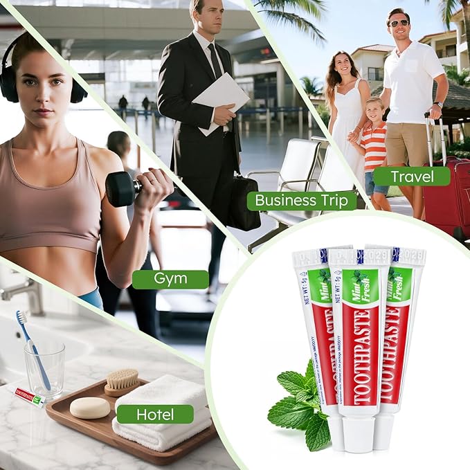 Travel Size Mini 0.176 oz Toothpaste Bulk, Disposable Mint Flavor Pocket Teeth Paste Small Essential Toothpaste for Travel, Home/Hotel/Guests/Charity/Homeless/Camping Oral Care Single Use, 500 Tubes