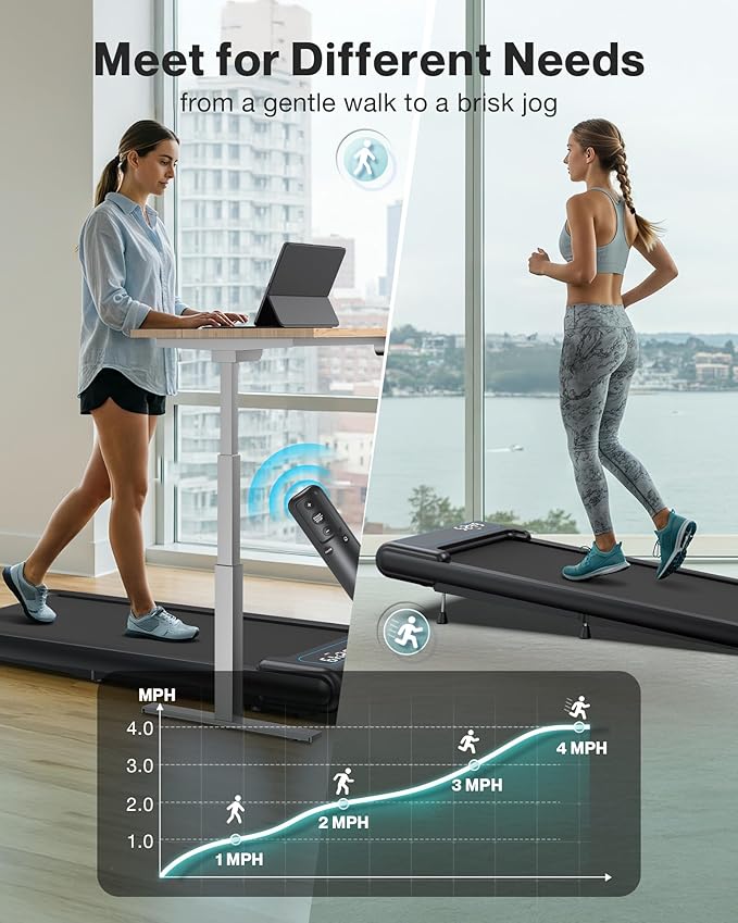 COZYINN 10% Incline Walking Pad - 2.5HP 4MPH/7.6MPH 265/340+lb Capacity Treadmills for Home, Portable Foldable Adjustable Incline Treadmill with Wide Running Area, Mute Control, Works with KINOMAP-StrideForce Fitness