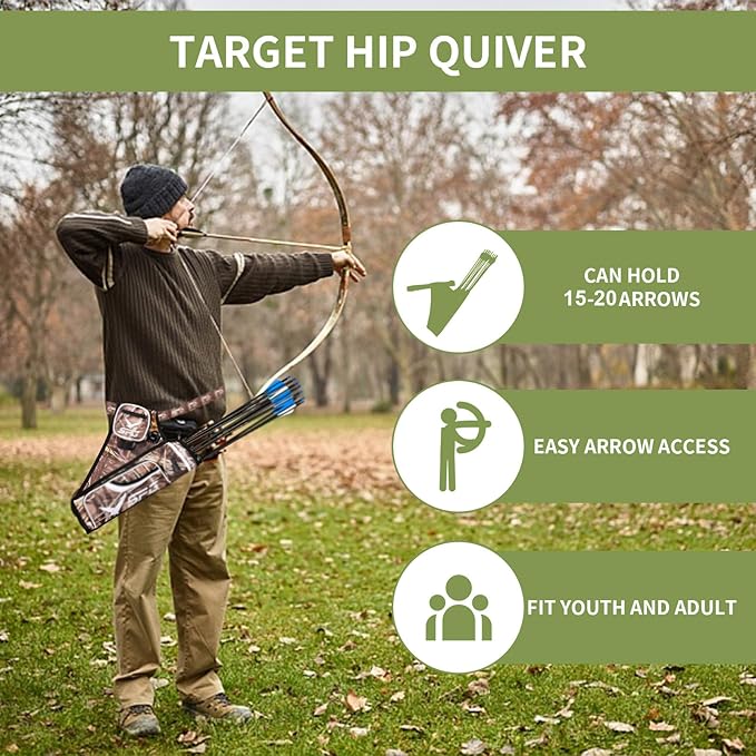 SPG Arrow Quiver Archery Hip Quiver, Durable Adjustable Waist Belt Three Arrows Tube for Arrow Storage Compound Bow Recurve Bow Accessories-StrideForce Fitness