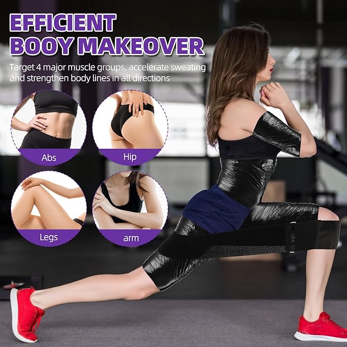 4 Rolls 60 Meters Black Osmotic Plastic Body Wrap Exercise & Fitness Sweat Enhancer Anti-Shedding Yoga Training Band Set, DIY Sauna Wrap Pilates Workout-StrideForce Fitness