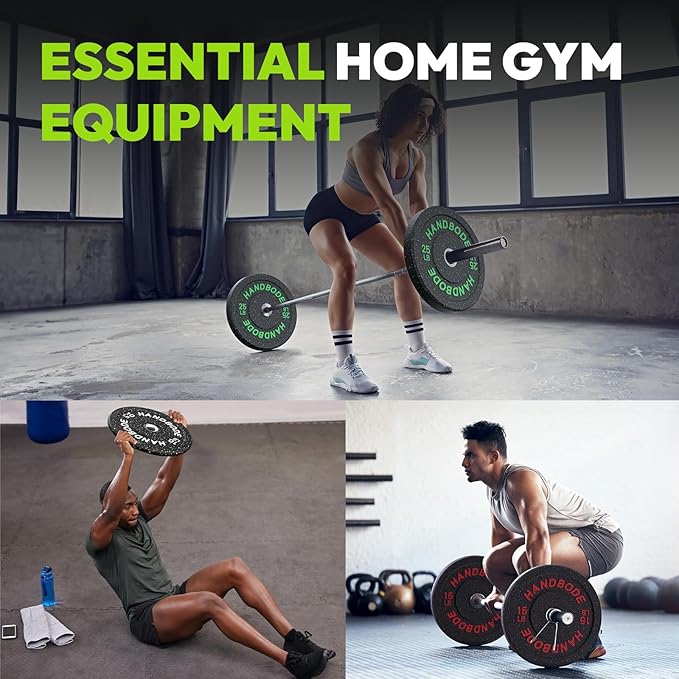 2-Inch Bumper Plates High Bounce, Olympic Weight Plate Set 45/100/160/190/260/300lb, Barbell Weight Plates Set for Home Gym, Colored Weights Rubber Strength Training Plate for Weight Lifting-StrideForce Fitness