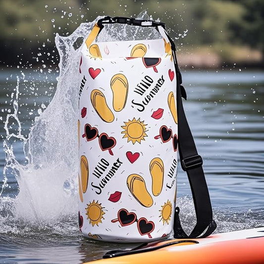 Dry Bag Waterproof,10L Roll Top Backpack Floating Dry Bag for Kayaking Boating Swimming Hiking Camping Outdoor Activities,White Summer-StrideForce Fitness