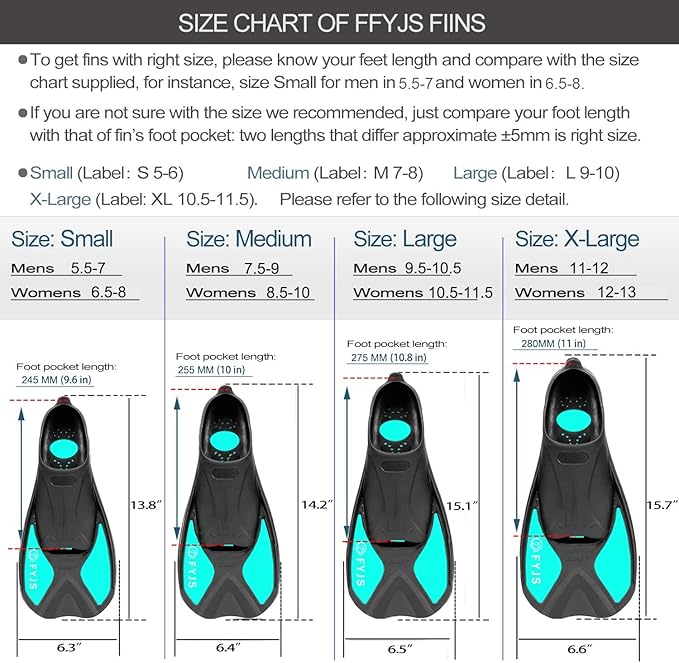 FYJS Short Swim Fins with Comfortable Full Foot Pocket Travel-Size for Snorkeling and Scuba Diving-StrideForce Fitness