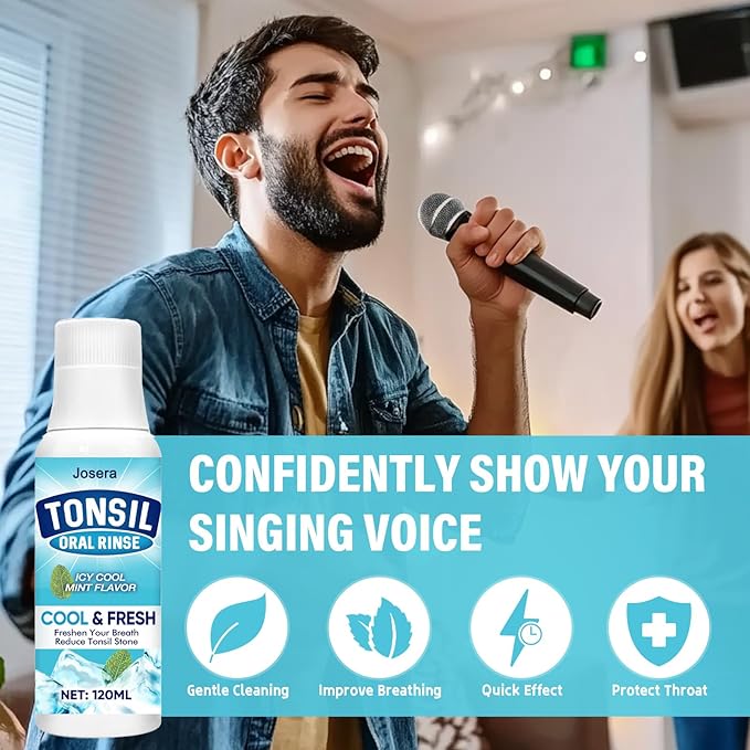 Tonsil Stone Mouthwash, Tonsil Stone Remover Helps Remove Stones, Eliminate Bad Breath, Soothe Throat & Relieve Dry Mouth, 120 ML