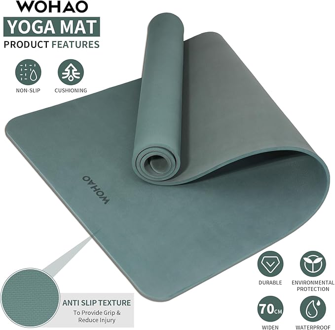 Extra Thick 8mm Yoga Mat, 72"x28" Non Slip Exercise Mat, Reversible 2-Sided Dual Color Premium POE Material, with Carrying Strap for Yoga, Pilates, Home Gym-StrideForce Fitness