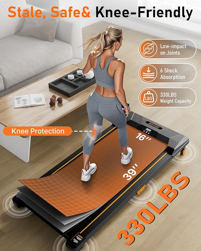 Walking Pad with Incline, BestGod Treadmills for Home 330lbs Capacity Walking Pad Treadmill Portable Under Desk Treadmill, 2.5HP Compact Treadmills Walk Pad with Remote Control-StrideForce Fitness