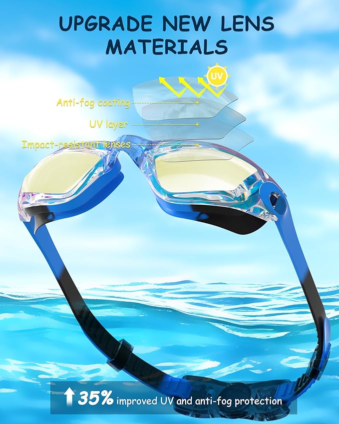 Kids Swim Goggles, Swimming Goggles for Kids Toddlers 3-14 with Swim Cap, Nose Clip, Nose Bridge, Ear Plugs-StrideForce Fitness