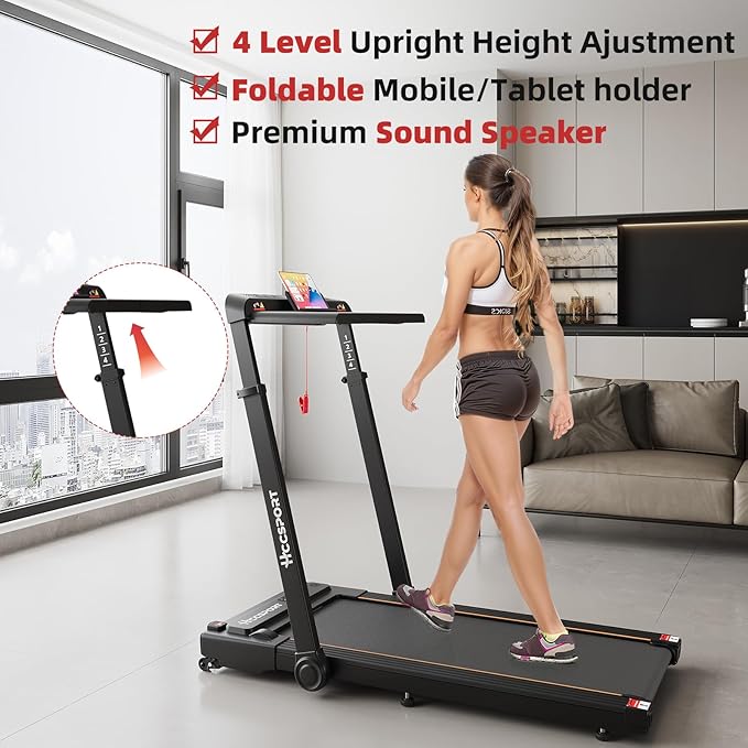 Treadmill with Incline, 3 in 1 Under Desk Treadmill Walking Pad with Removable Desk Workstation 3.5HP Foldable Compact Walking Treadmills for Home Small Office with Wristband Remote Control-StrideForce Fitness