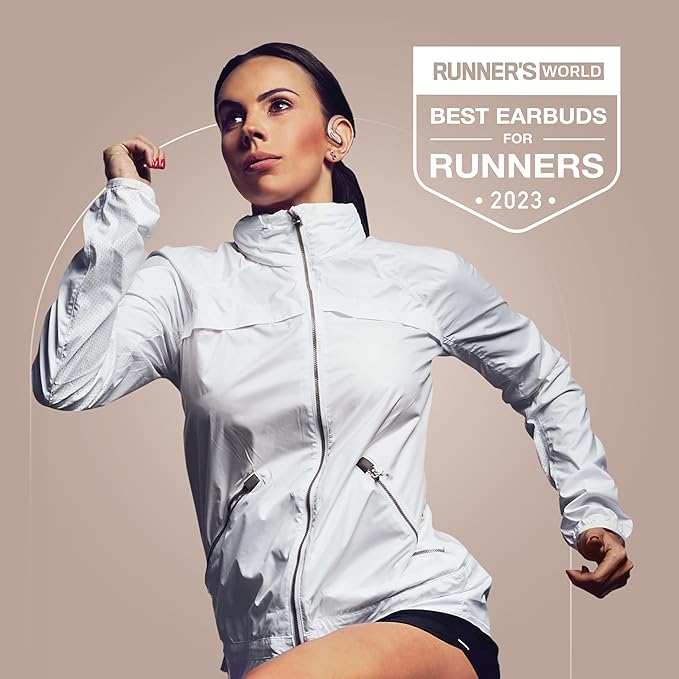 Rose Gold Wireless Running Earbuds for Women. Pink Bluetooth Sport Earbuds for Running, 80 Hour Long Battery Life Over the Ear with EarHooks, Wrap Around Ear buds with Microphone, Earphones-StrideForce Fitness