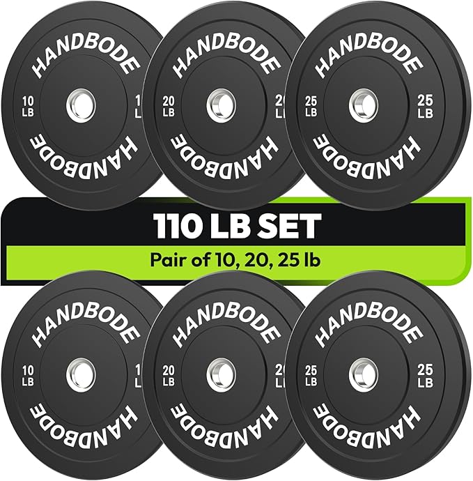 Bumper Plates 2 - Inch Olympic Weight Plate Set for Barbell, 10-55 lb Rubber Weights Sets for Home Gym, Strength Training Plate, Weight Lifting, Black-StrideForce Fitness