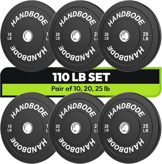 Bumper Plates 2 - Inch Olympic Weight Plate Set for Barbell, 10-55 lb Rubber Weights Sets for Home Gym, Strength Training Plate, Weight Lifting, Black-StrideForce Fitness