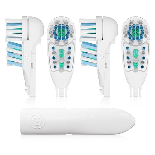 4 Pcs Replacement Tooth Brush Heads with Soft Bristles | Sensitive Toothbrush Heads Compatible with Oral-B 3733 4732 4734 Models – Dual Cleaning Action, Snap-On Design for Daily Oral Care & Cleaning