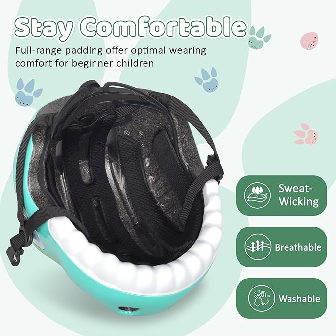 Dinosaur Bike Helmet for 1-3-5-8 Toddler Baby Kids, Lightweight Bicycle Helmet for Cycling Skateboard Roller Skate & Multi-Sports,2 Sizes for Boys and Girls-StrideForce Fitness